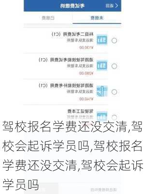 驾校报名学费还没交清,驾校会起诉学员吗,驾校报名学费还没交清,驾校会起诉学员吗